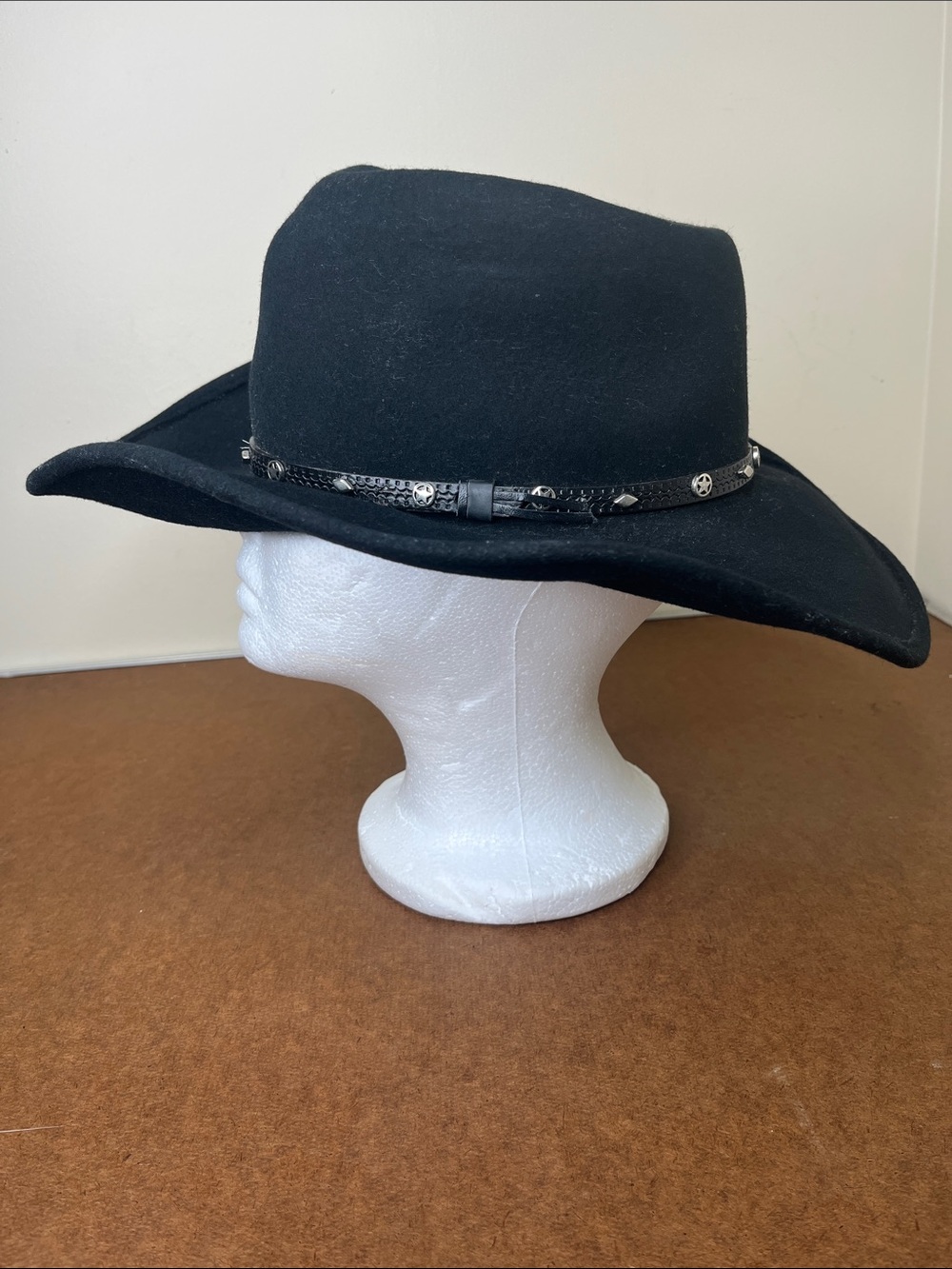 Monte Carlo Thunderbird Black Wool Felt Western Hat with Decorative Concho Band